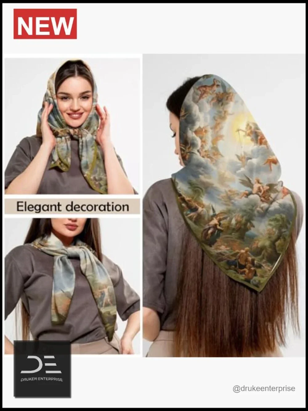 Large Square Satin Head Wrap Scarf 27.5 Inches Lightweight Fashion